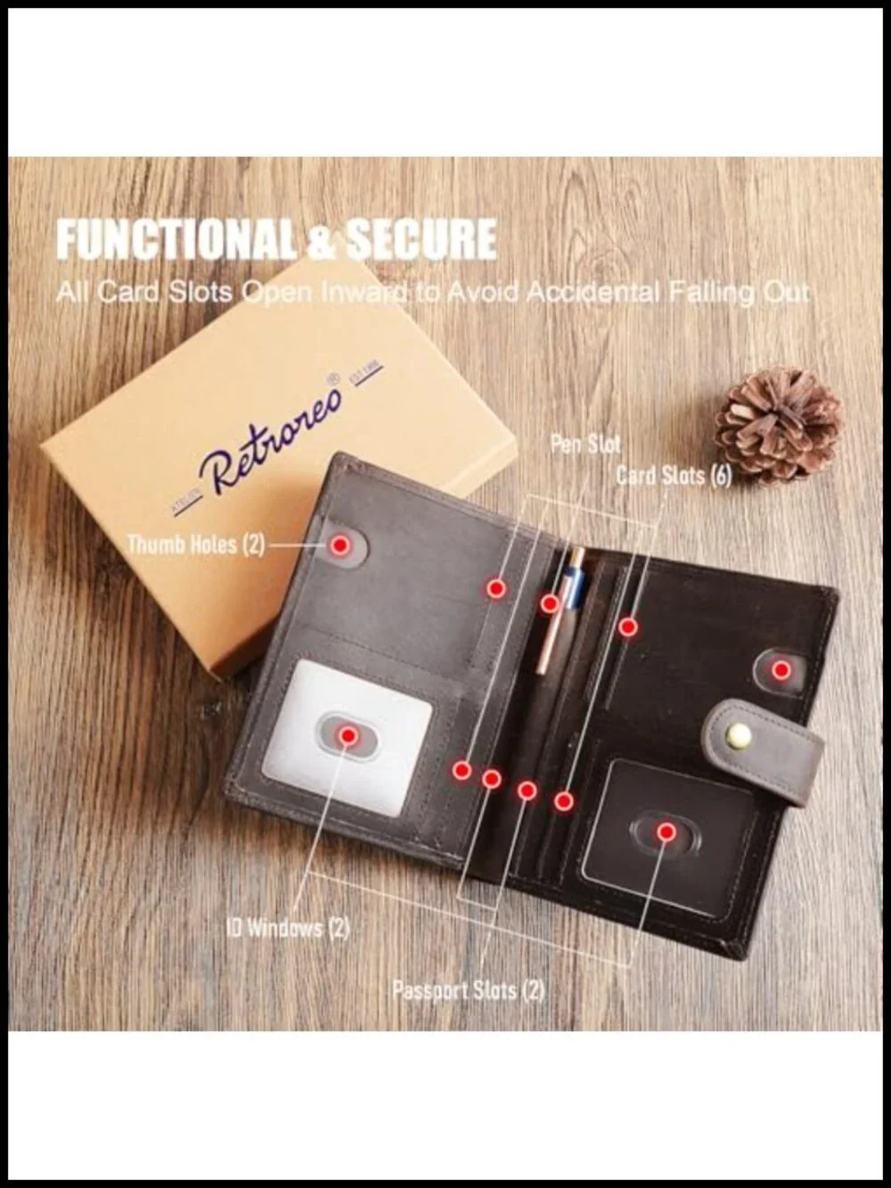 Full Grain Leather Passport Wallet RFID Blocking Travel Organizer with Notebook